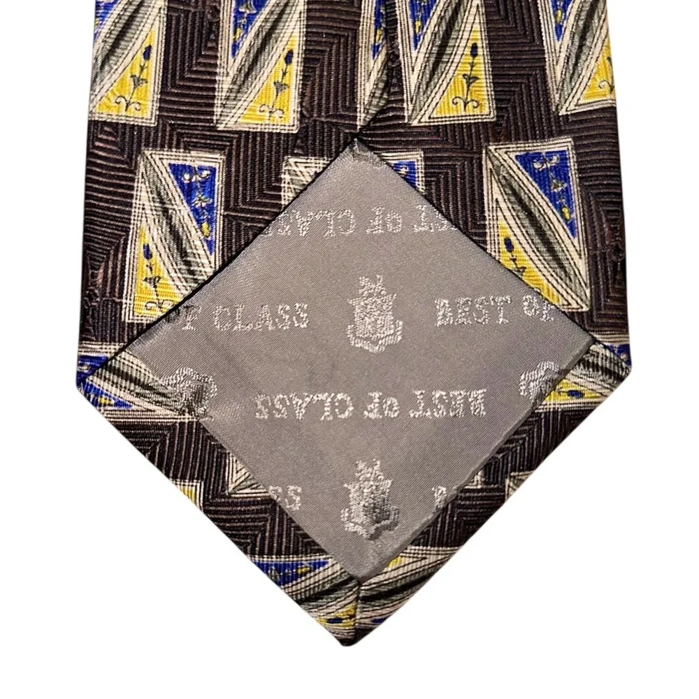 Robert Talbott Best of Class Tie Italy Silk Geometric Dark Brown 58x3.75” USA
